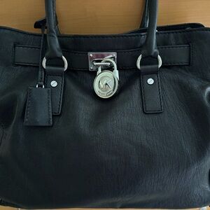 Michael Kors Black Leather Hamilton Bag